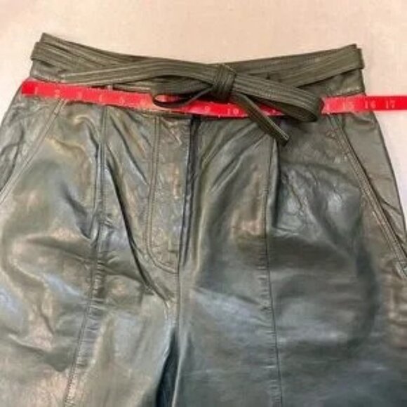 Ulla Johnson Navona High-Rise Leather Pants. Size 8. Color-Green - Picture 6 of 11
